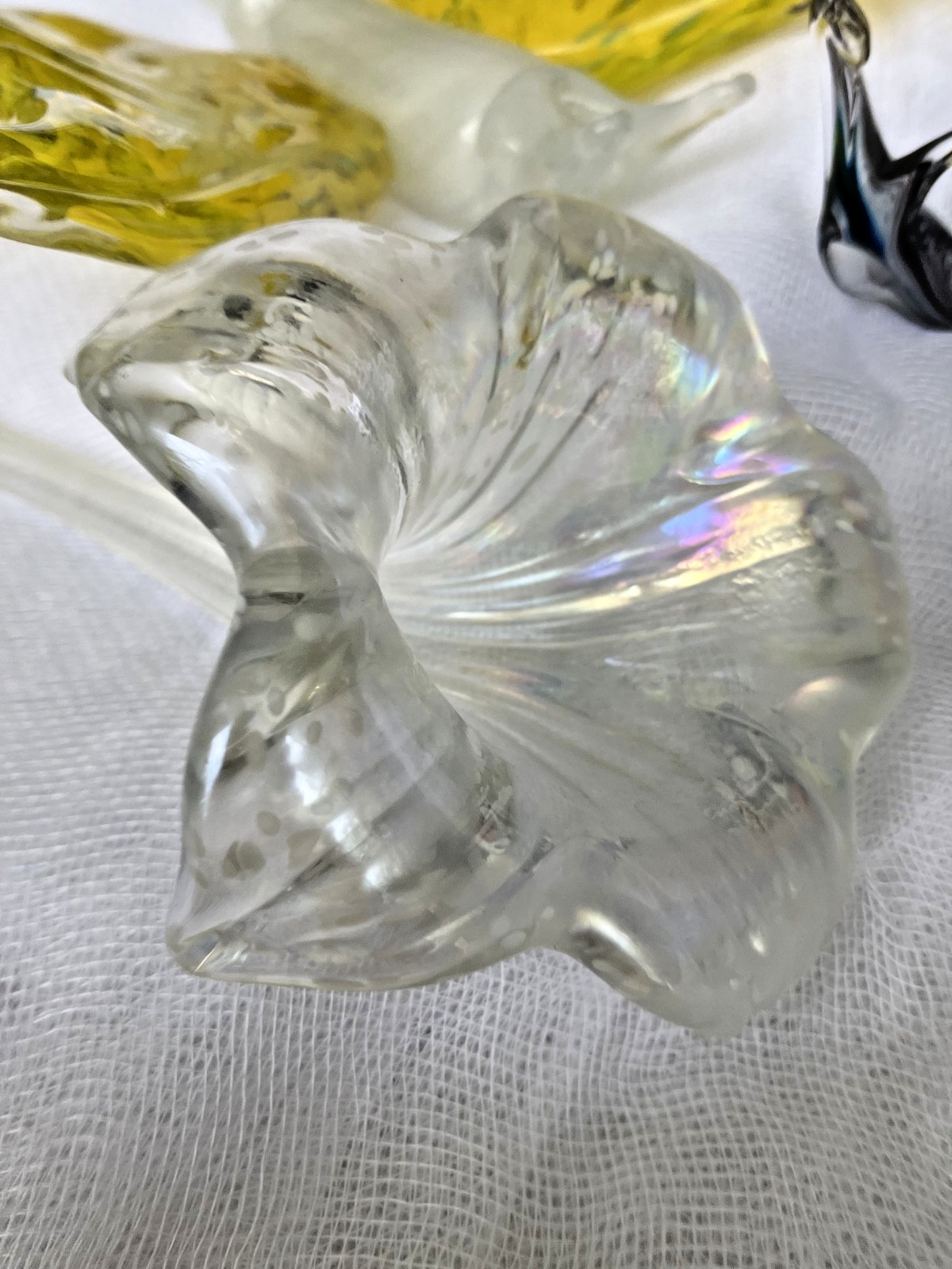 Blown Glass Nature Figurines/Paperweights (lot of 4) Butterfly, Flowers & Snail