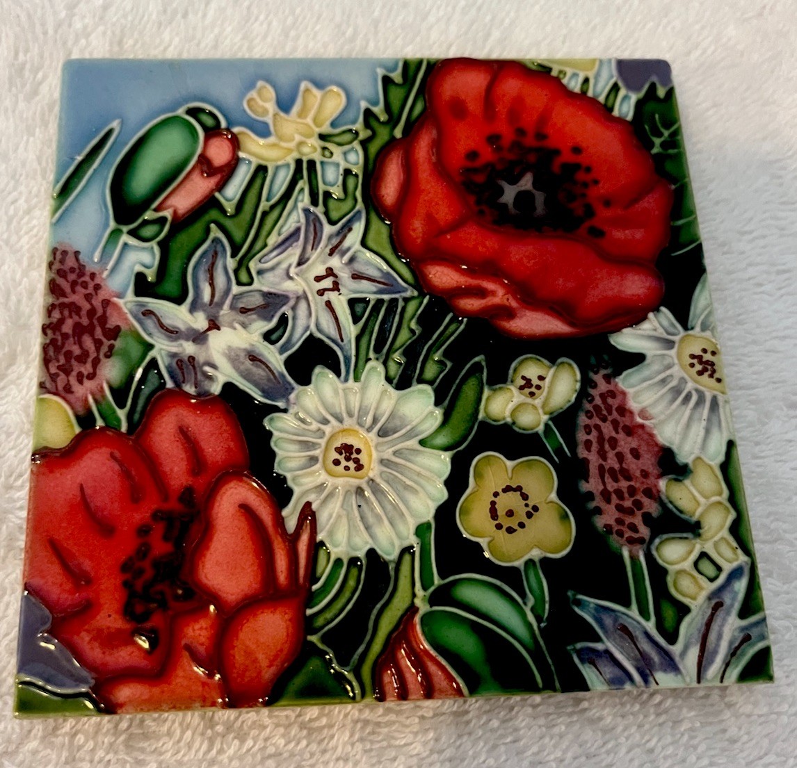 Royal BC Museum Floral Ceramic Art Tile, Glossy Square 4×4 Decorative Wall