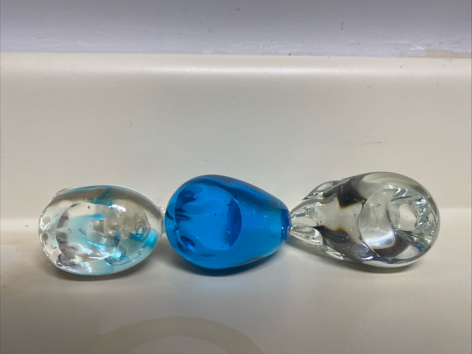 Clear and Blue Swan Art Glass – Set of 3 Very Cute Buy Now! 3 1/2” Tall