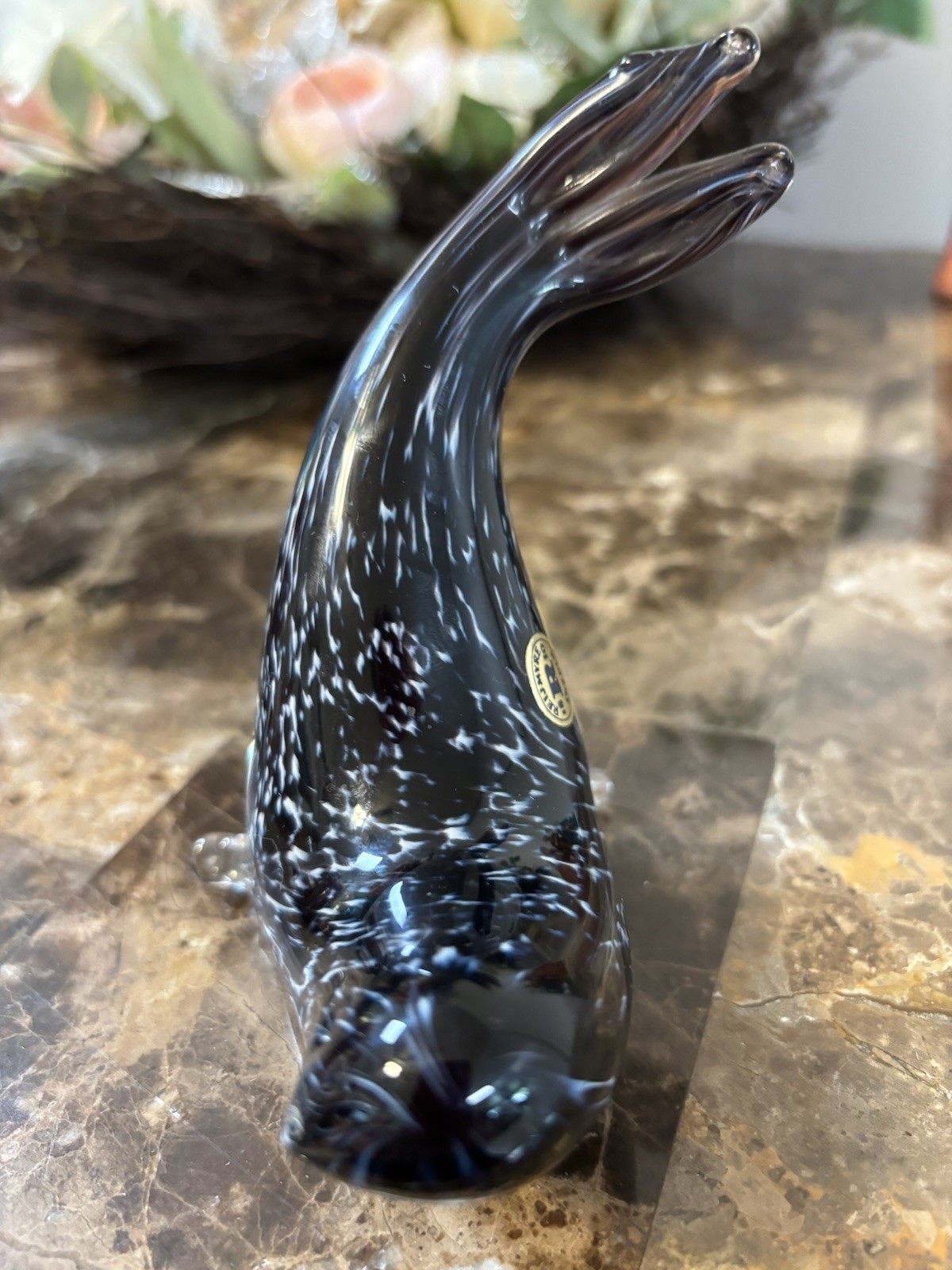 Glass Seal Blue Swedish Art Glass Handmade Reijmyre 1810