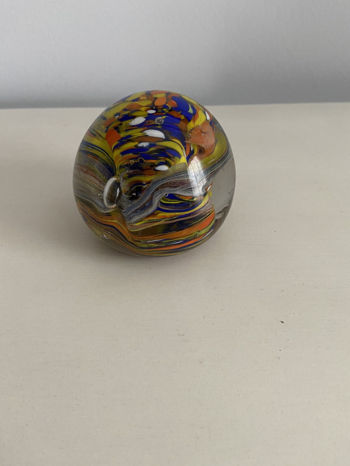 Vintage Murano Style Art Glass Hand Blown Paperweight Made in India Multicolor