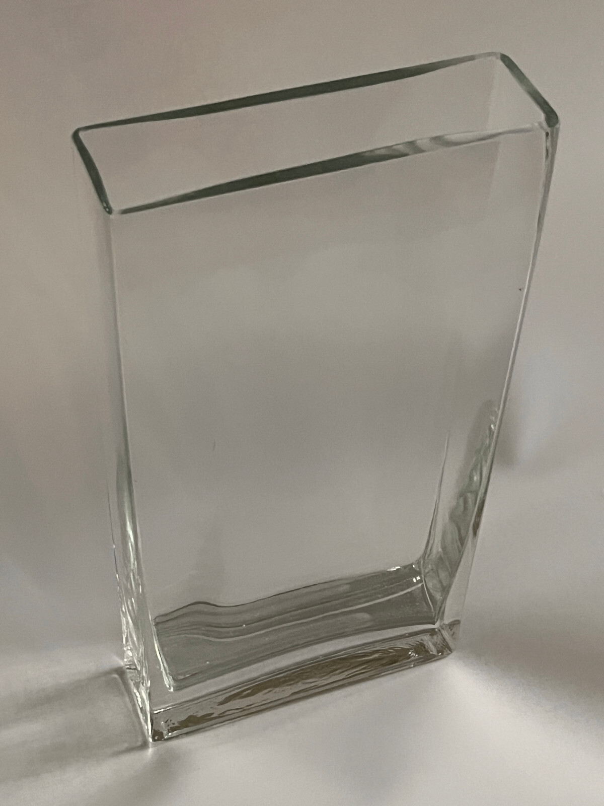 HEAVY 16″ x 8″ Wide Rectangular Thick Clear Glass Elegant Vase Weighs 8 Lb 13 Oz