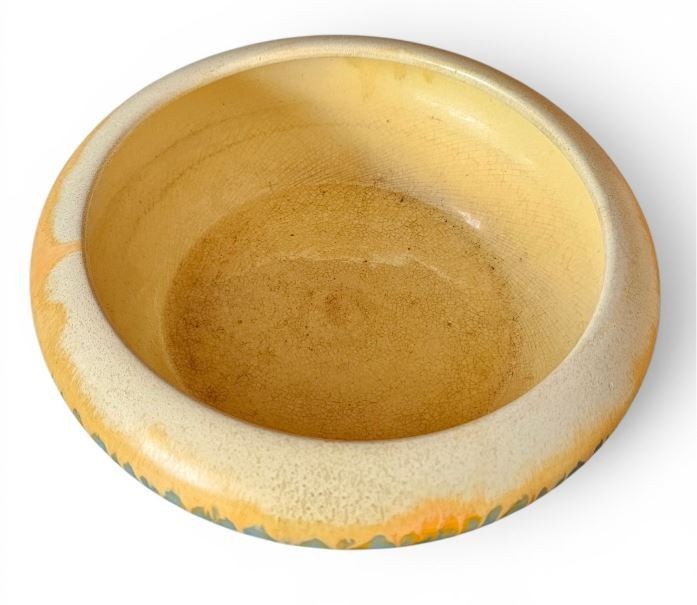 Remued Early series (1934-1941) Blue and Yellow drip glazed large float bowl