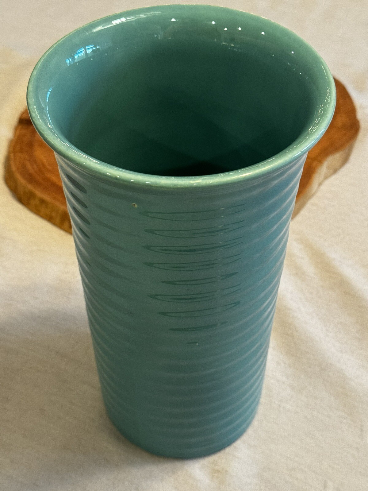 Bauer Pottery Turquoise Blue Ring ware Vase 10”
