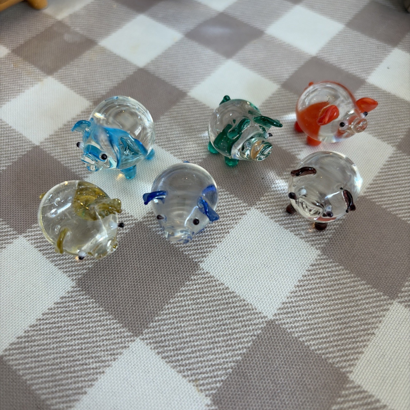 Vintage Mini Hand Blown Glass Pigs
