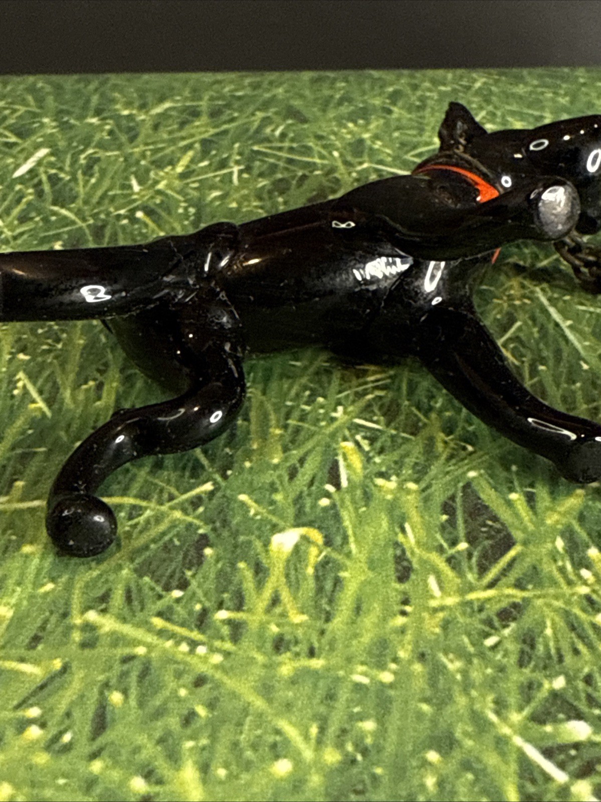 Occupied Japan HandBlown Glass Black Dog Family Of 3 Chains Puppies