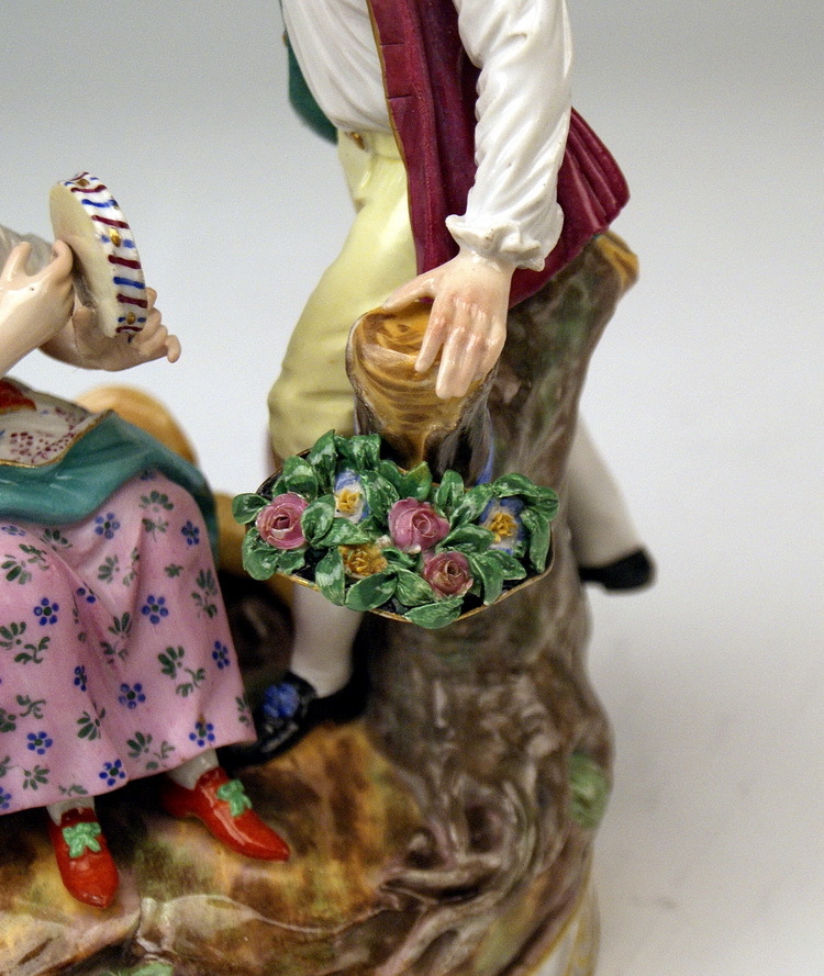 Meissen Gardeners Couple Figure Rococo Porcelain D86 19.5 CM Signed