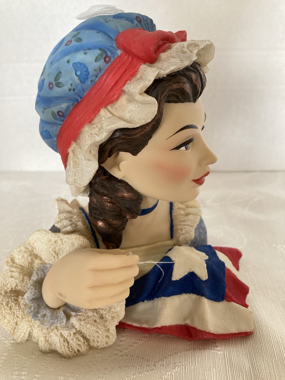 Cameo Girls Deluxe Lady Head Vase, Sasha 1776, Stars &Stripes, Ltd. Ed., COA