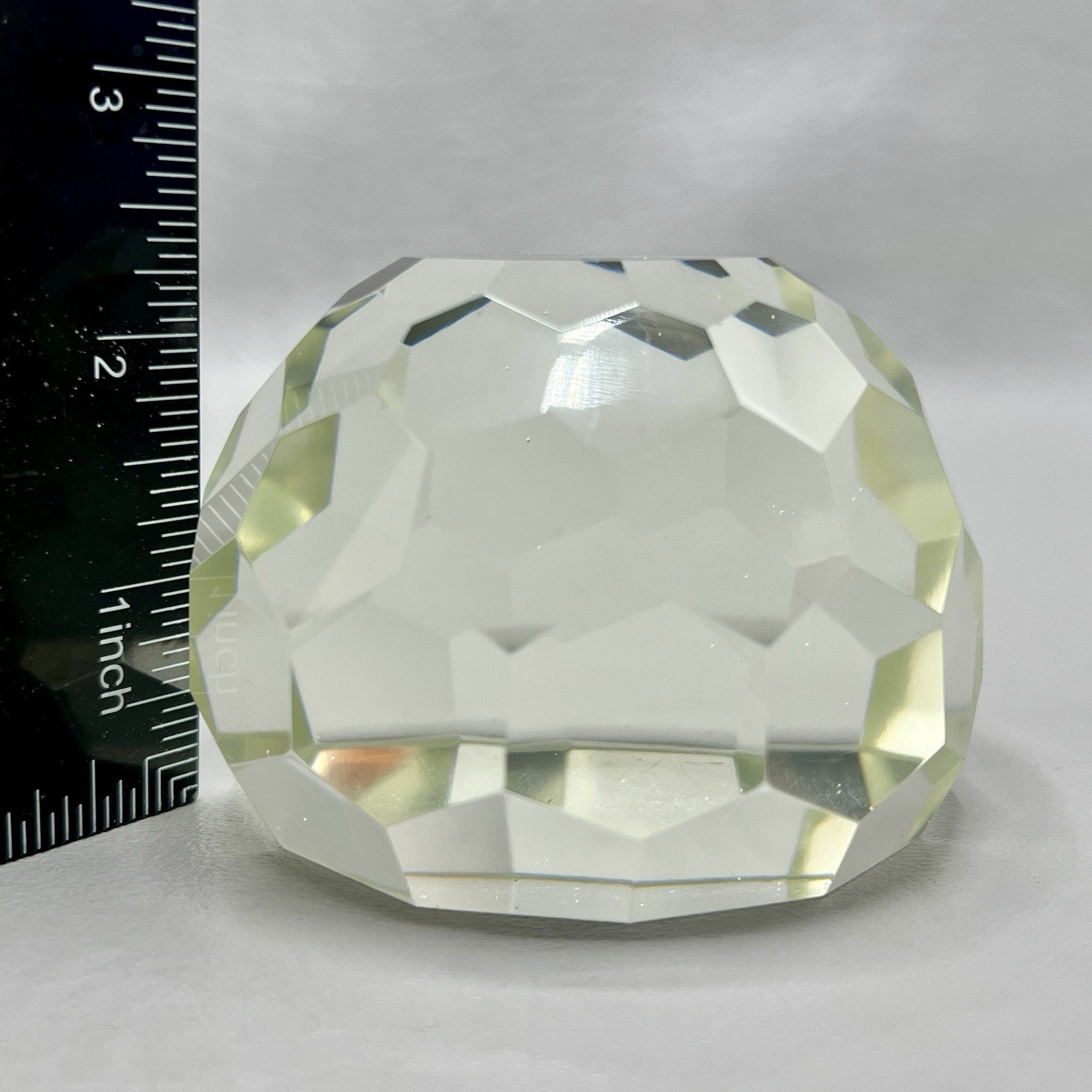 Multi Faceted Geometric Art Glass Sphere Paperweight 3″x2.5″ Honeycomb