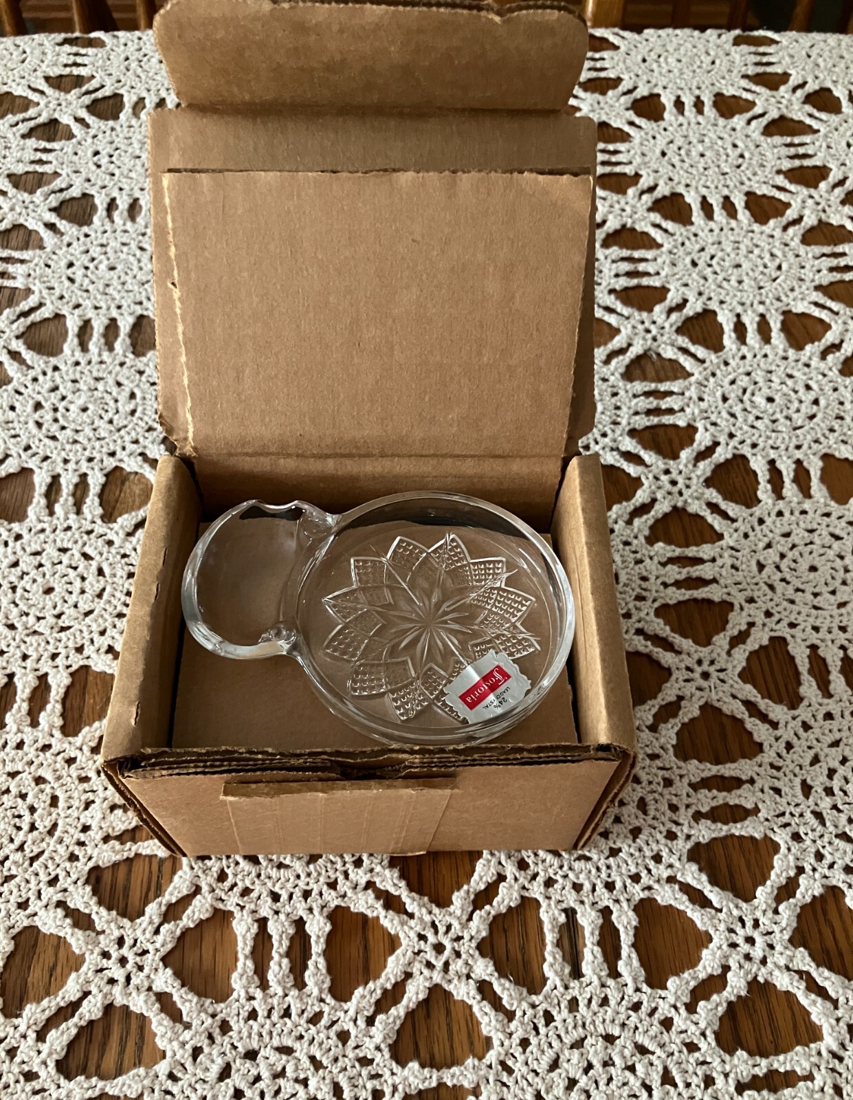 Vintage Set of 4 Lead Crystal Fostoria Sip and Smoke Coaster Ashtray