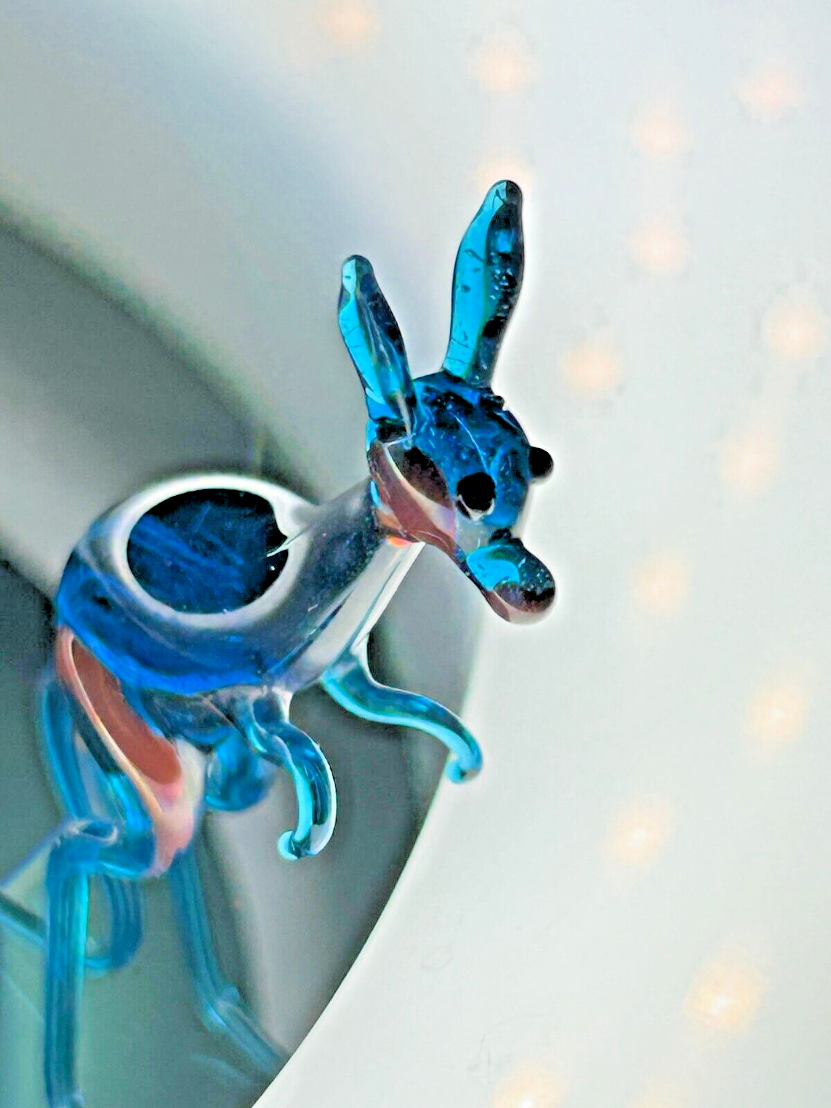 Vintage Kangaroo Figurine Blown Glass Delicate: Blue Murano?