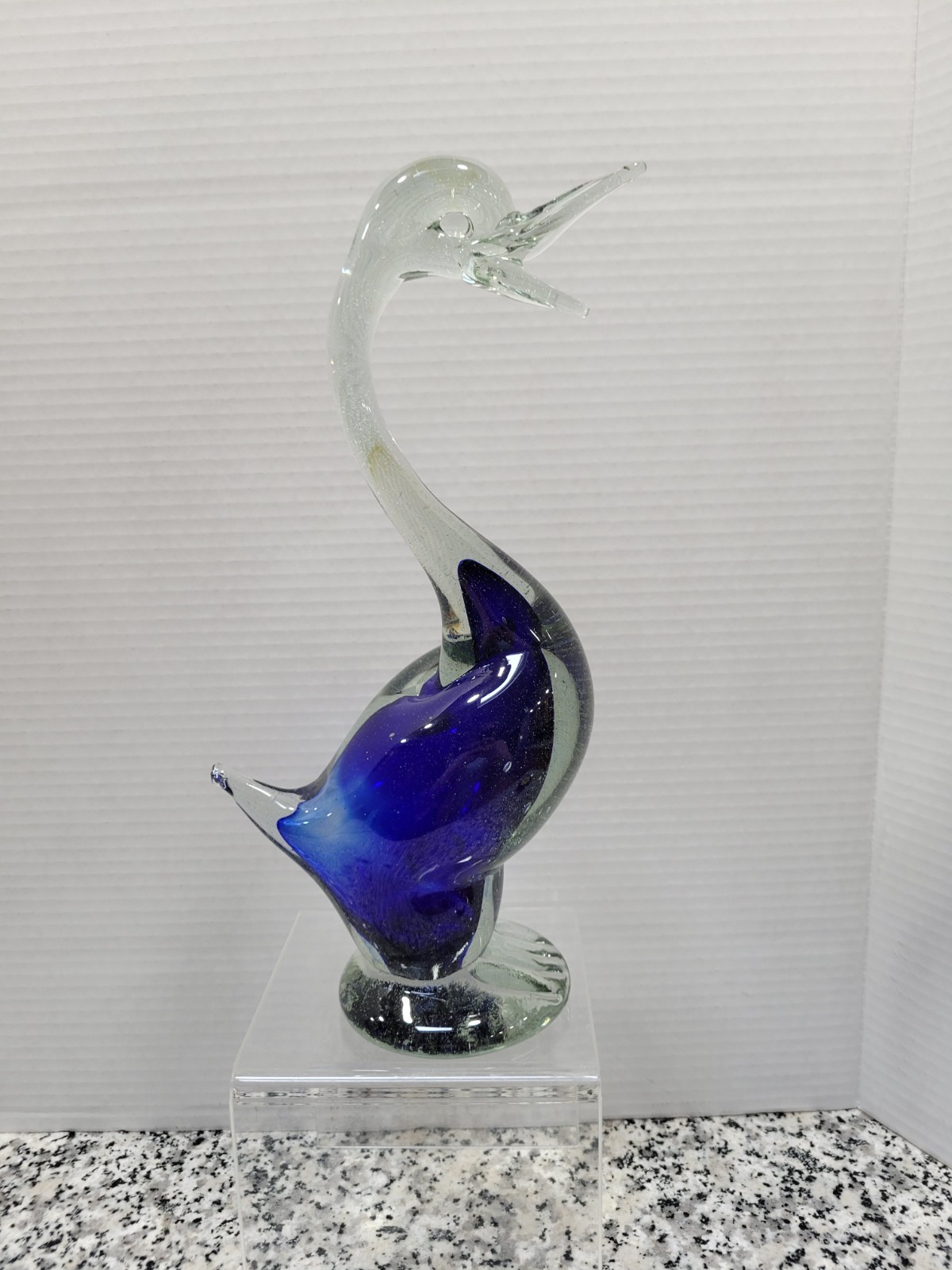 Murano Art Glass Duck Figurine Hand Blown Cased Sommerso Style Sculpture Bird