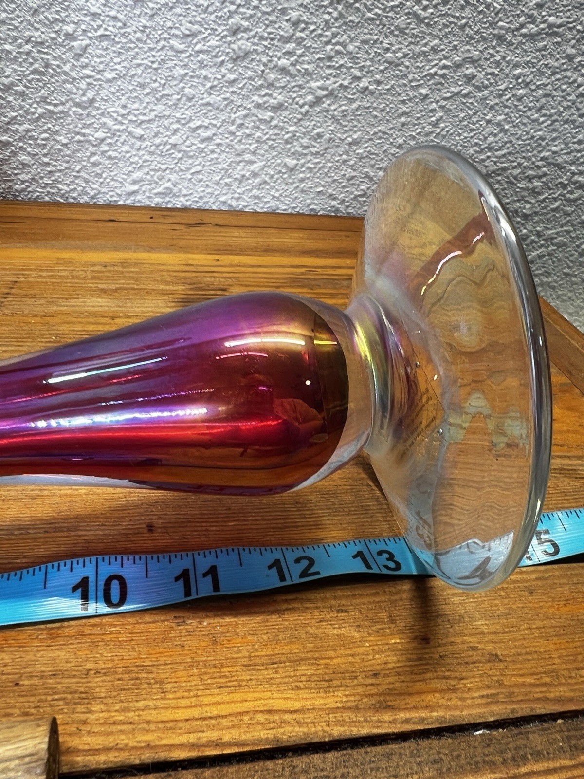 Silvestri Mouth Blown Glass Candlesticks Pink Iridescent Pair Taper Holders