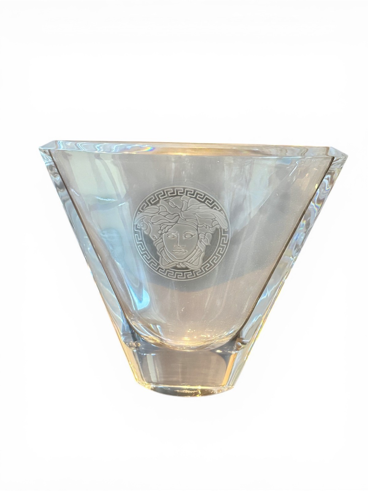Rosenthal Versace Medusa Lumiere Crystal Vase Clear Luxury Designer 9.5”