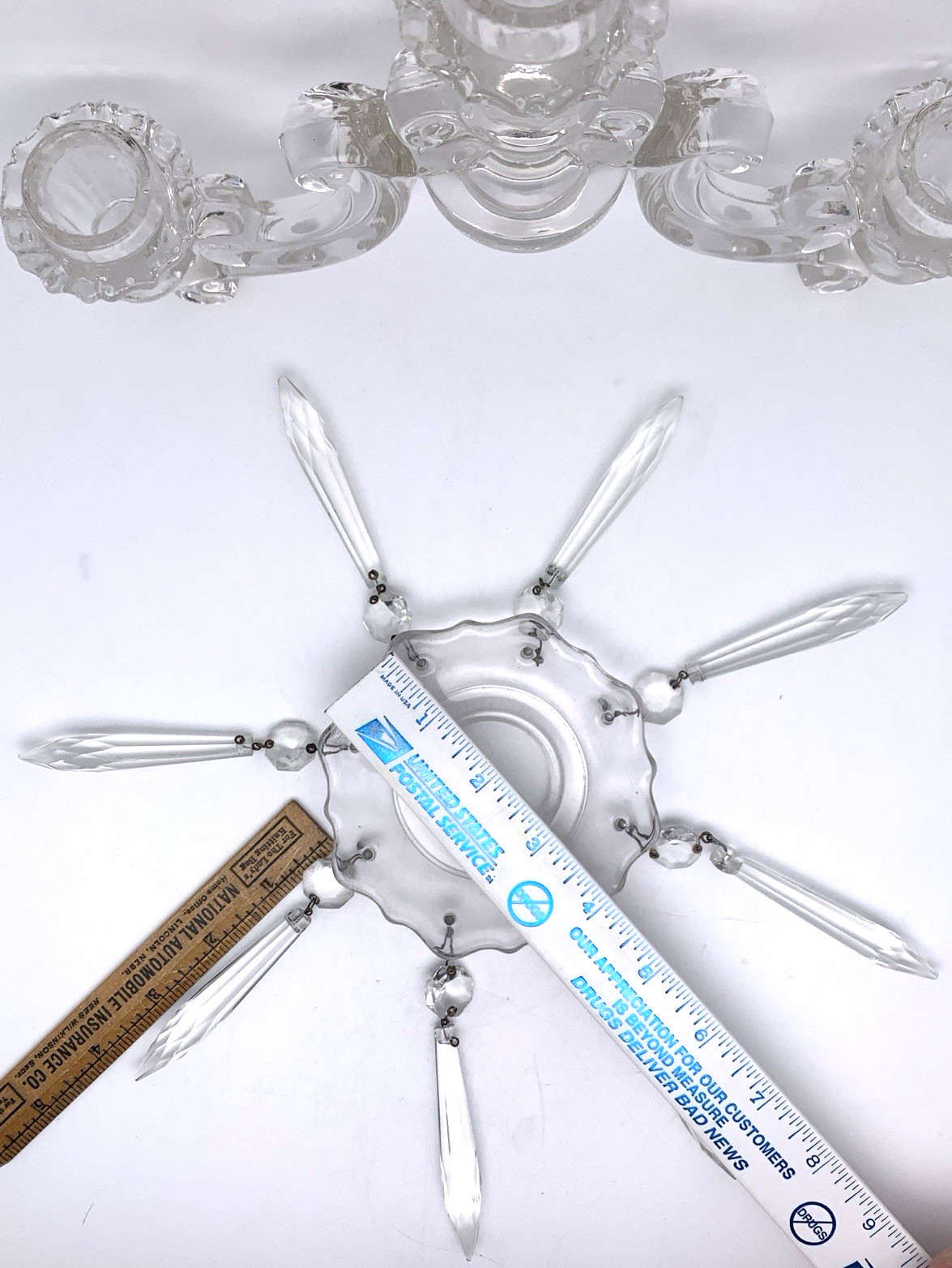 Cambridge 1573 Arm for Candelabra with 3 Bobeche & 24 Crystal Prisms