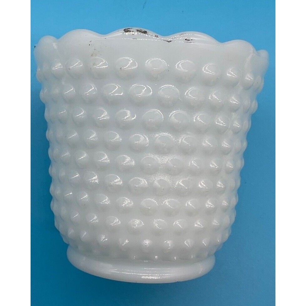 Vintage White Milk Glass Hobnail Vase Planter 4.5″ Tall x 4.75” Wide Cottagecore