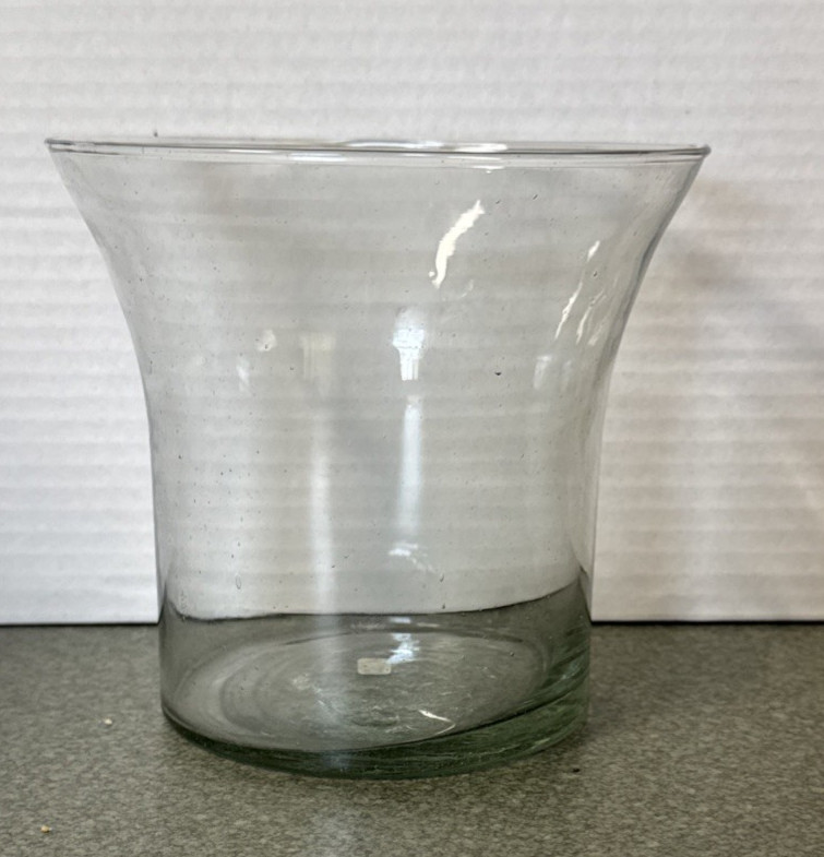 Mexican Hand-Blown Clear Cylinder Glass Vase for Flowers and Candles 5″x5-3/8″