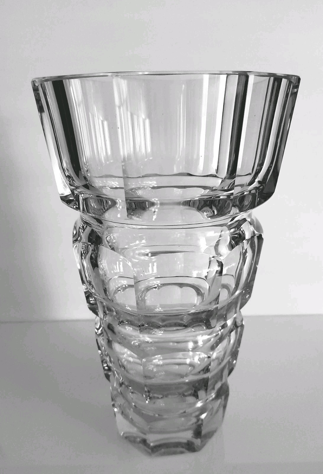 LARGE, Art Deco Cut Glass ,Multi Sided Czech Moser Vase. NOT MARKED