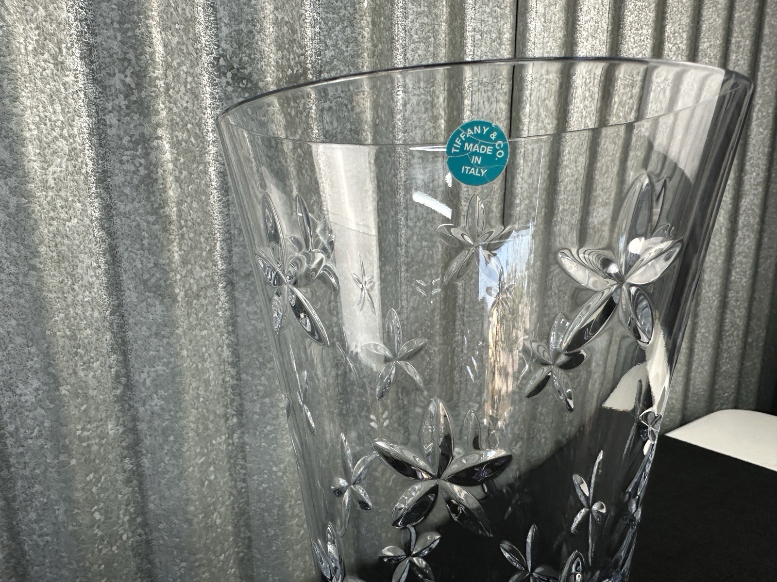 NEW Tiffany & Co. Crystal Cut “Star Flower” Flower Vase 11.5 Inches High