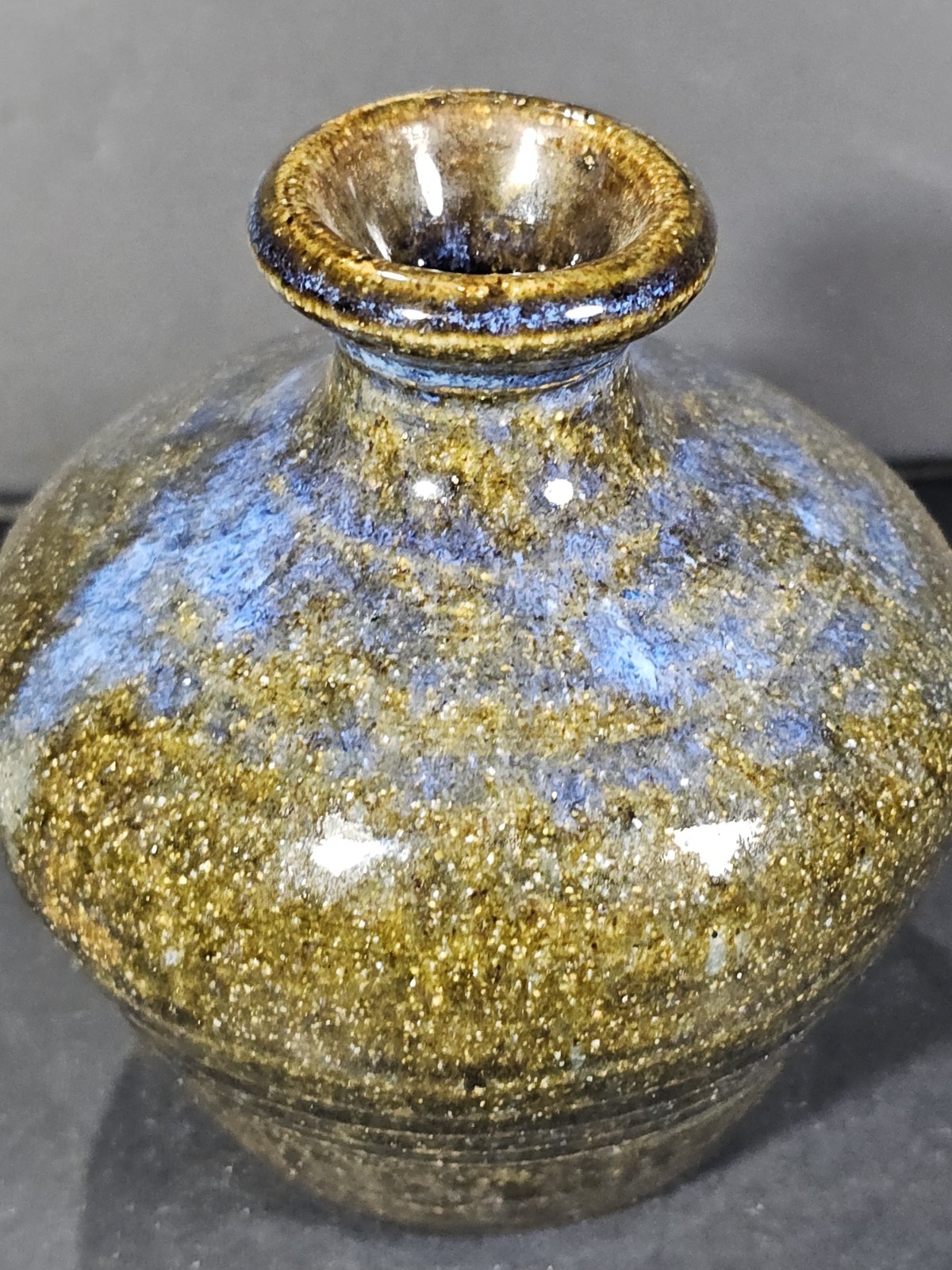 Studio Art Pottery Stoneware Small Bud Vase, Signed 4.5″ Tall