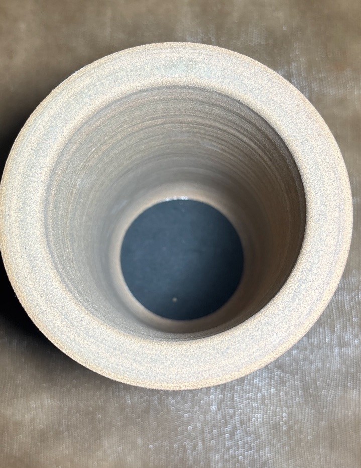Signed Studio Pottery Vase Matte Charcoal Abstract Brushstroke 8”