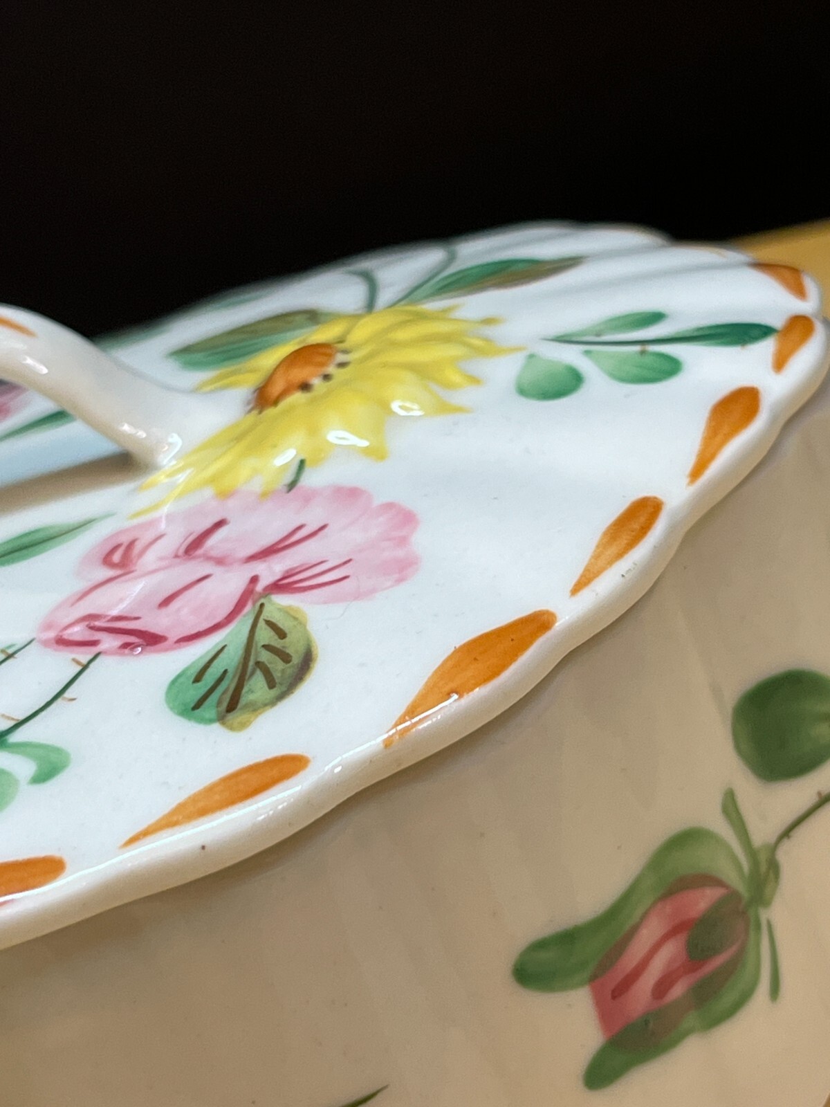 Blue Ridge Southern Potteries Covered Dresser / Powder Box Floral Hand Painted