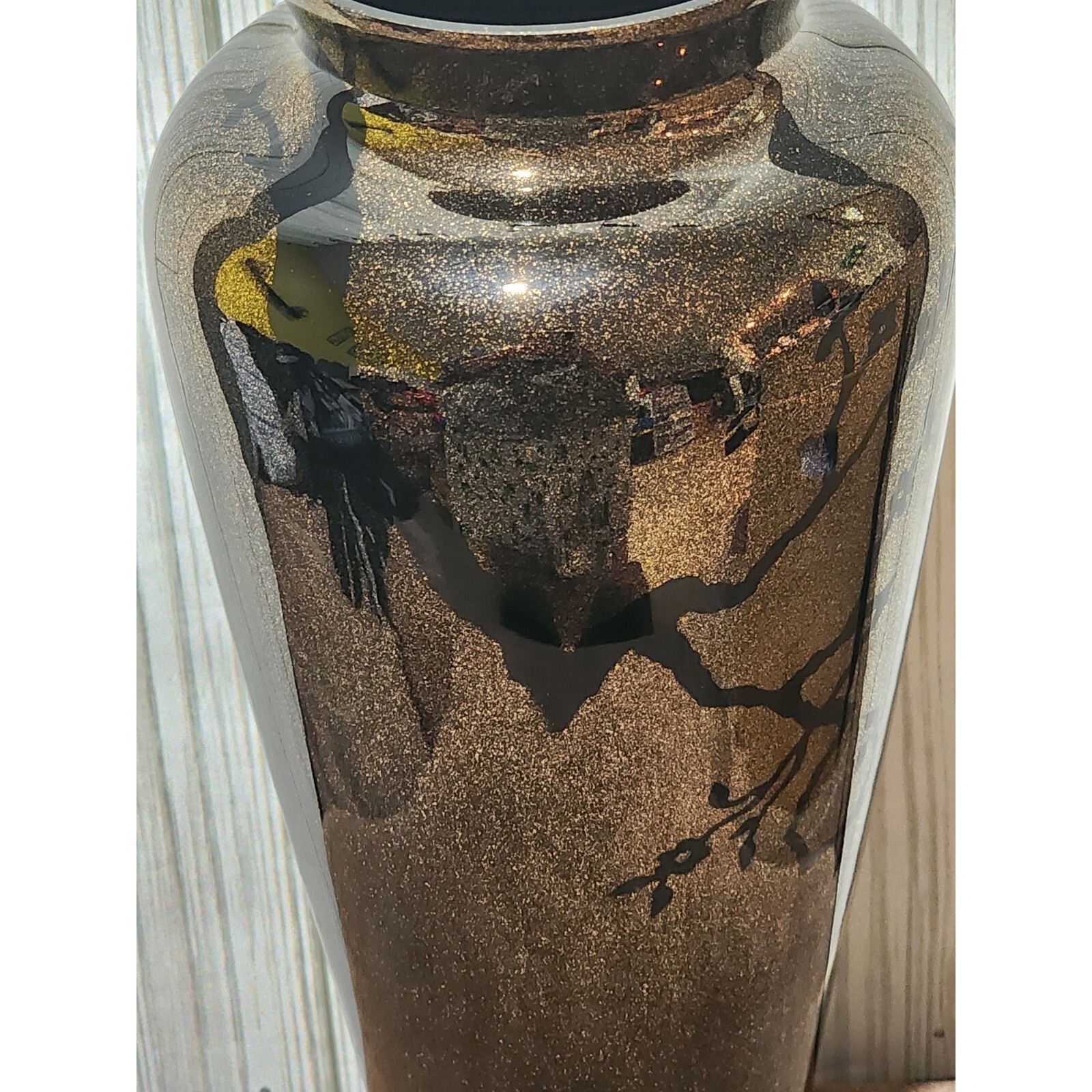 Fenton Richard Delaney Silhouette On Ebony Collection 10.5″ Vase 1986 8812 EK