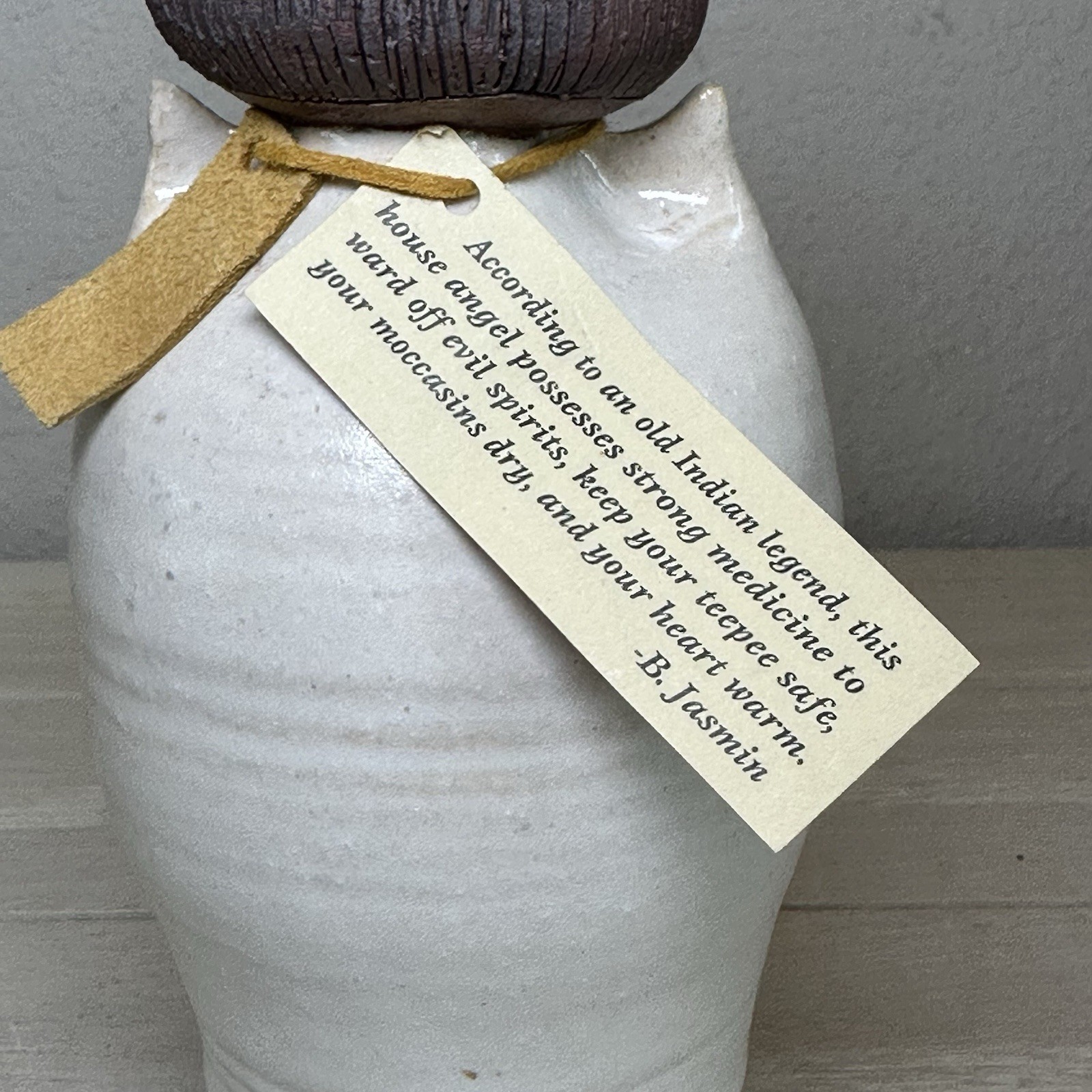 Val Knight Studios Pottery Native American Angel with Halo Hand Signed 7″H