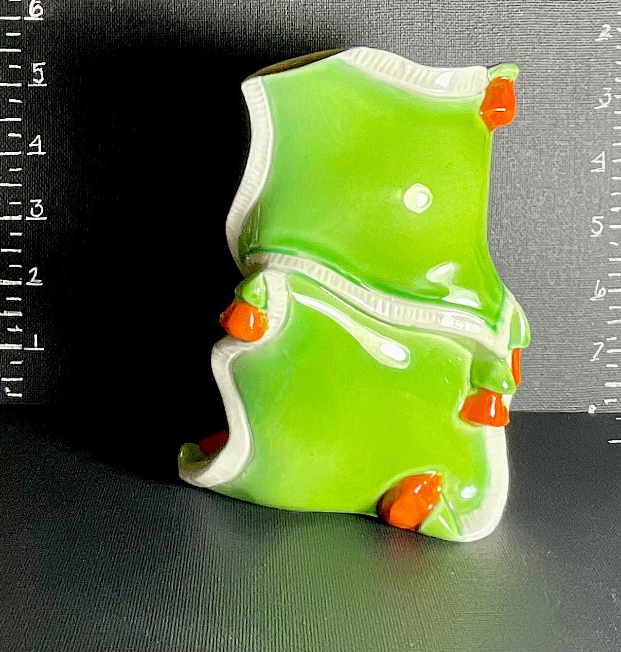 HTF Mancioli Italy Pottery Bright Green And Orange Pillow, Vase Creamer Pitcher