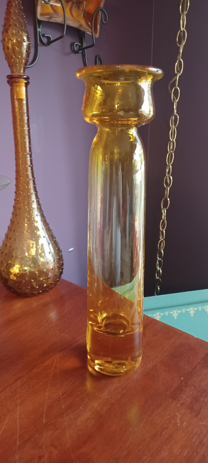 Greenwich Flint Craft RARE Canary Yellow Vase 15.5″ MCM Tom CONNALLY Blenko ERA