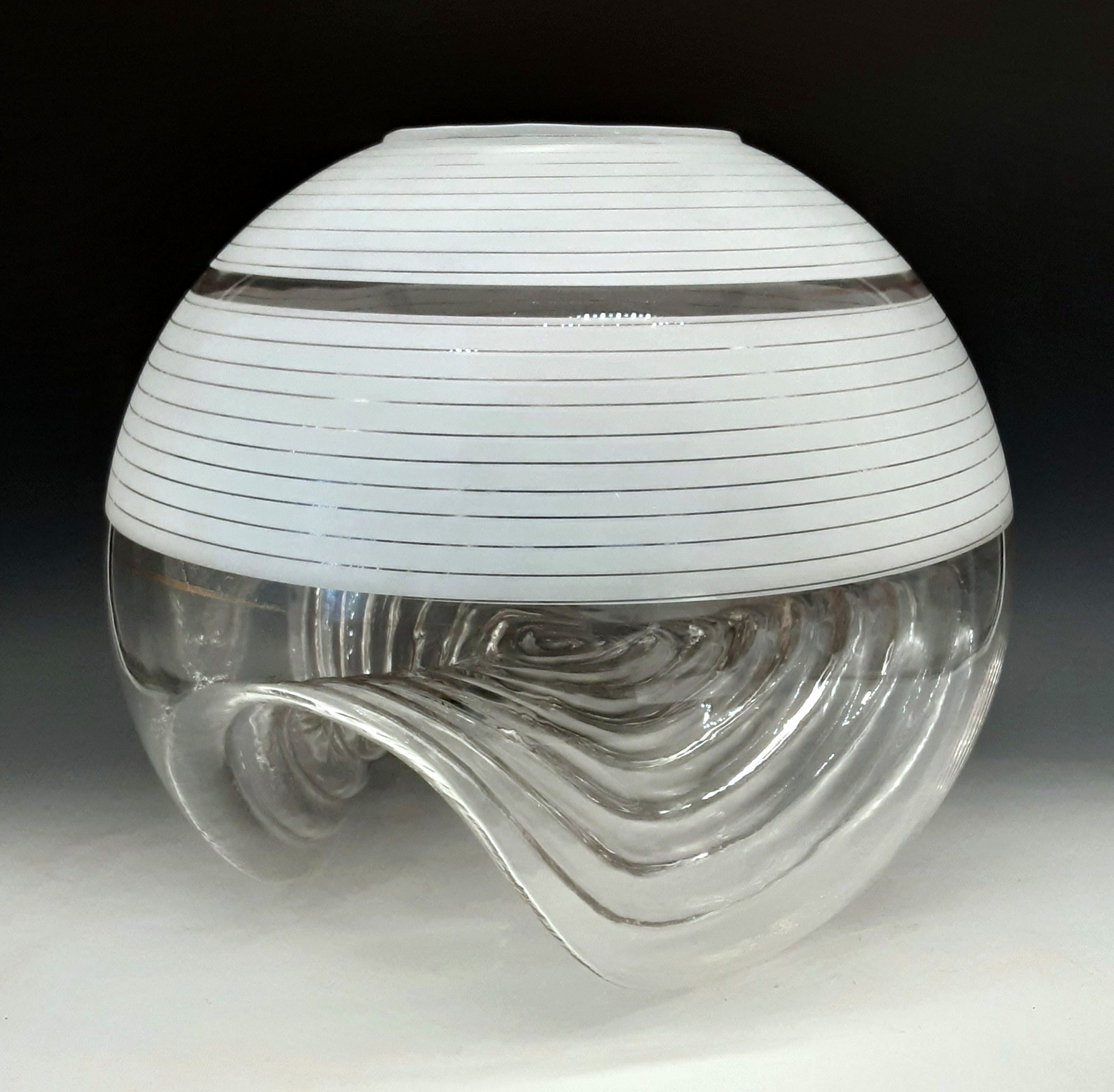 Mid Century MAZZEGA Murano Art Glass HUGE 13.75″ Centerpiece Globe Ball Vase MCM
