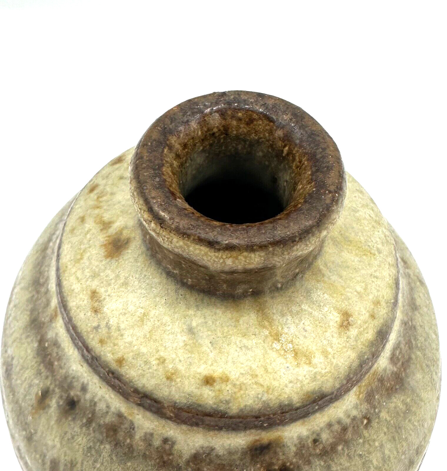 J.Mills Brown County Pottery Art Studio Indiana 4.8″ Oil Lamp Signed 1985 (Note)