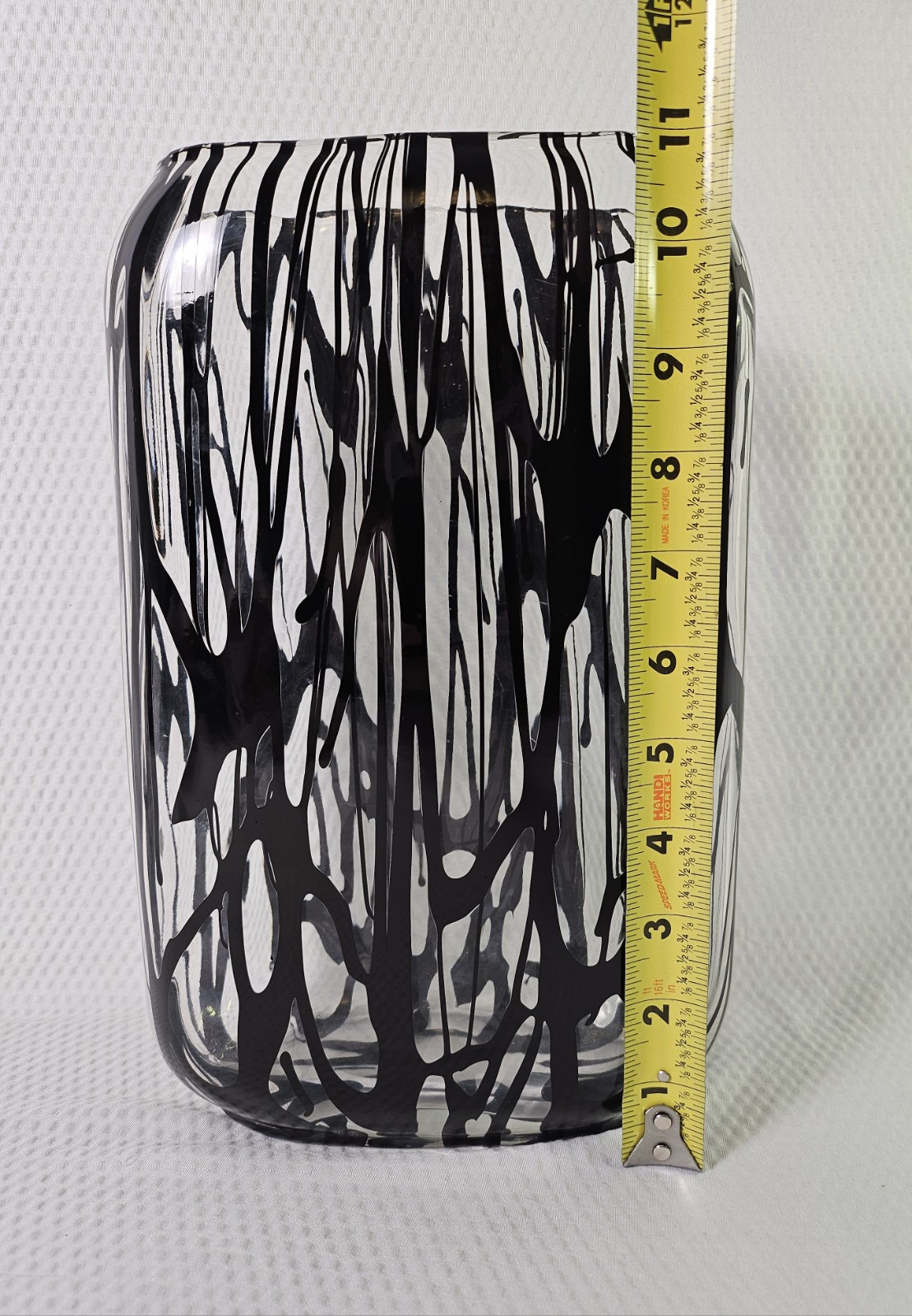Murano Handblown Modern Oval Translucent Vase W/ Expressionistic Detailing EUC