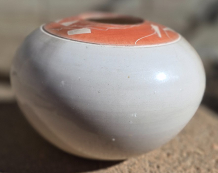 Steven Mahler ( Seattle WA ) Studio Pottery~Sgraffito Bowl~4″T x 5.25″W