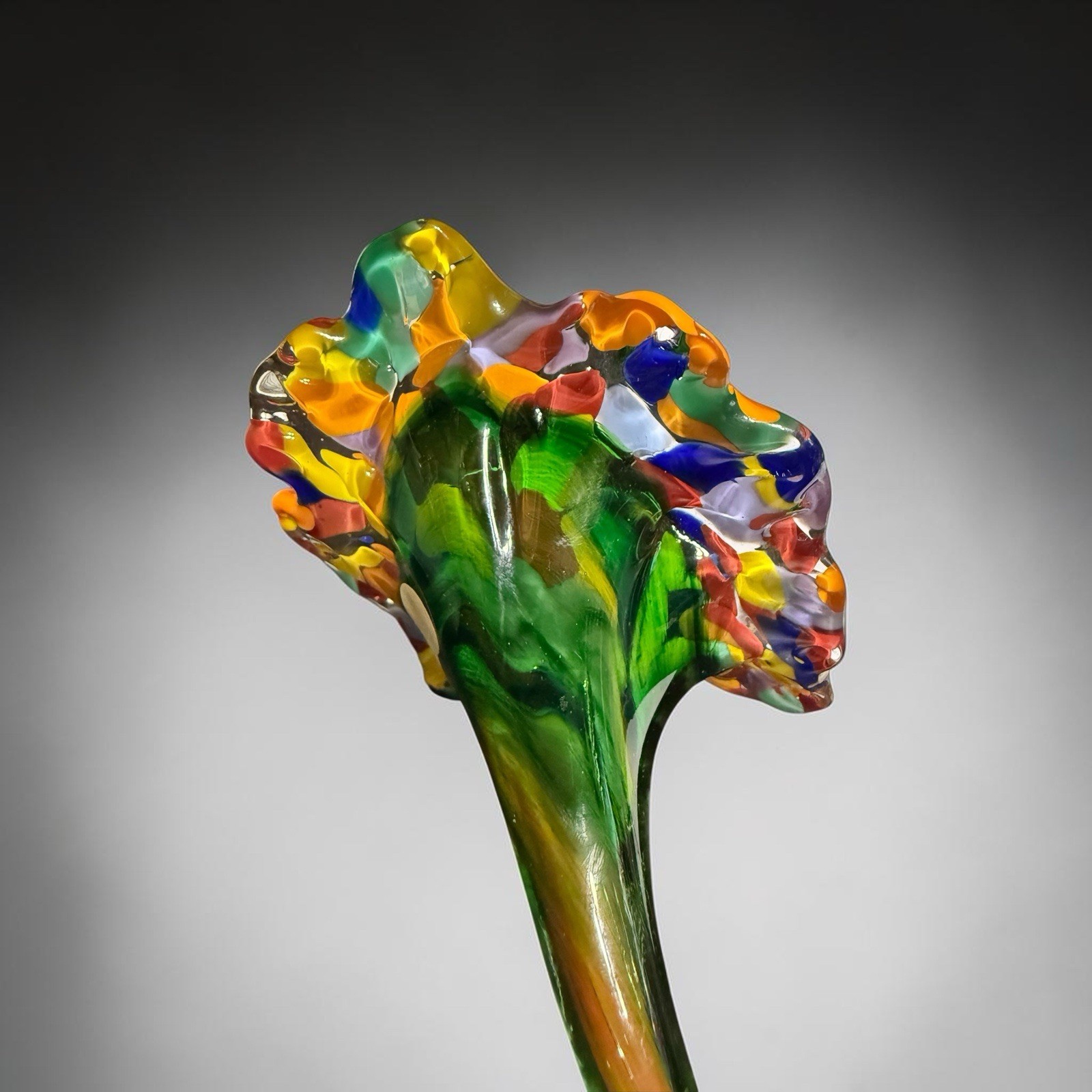 Murano-style Handblown Art Glass Flower Sculpture Beautiful Multi-colored Design