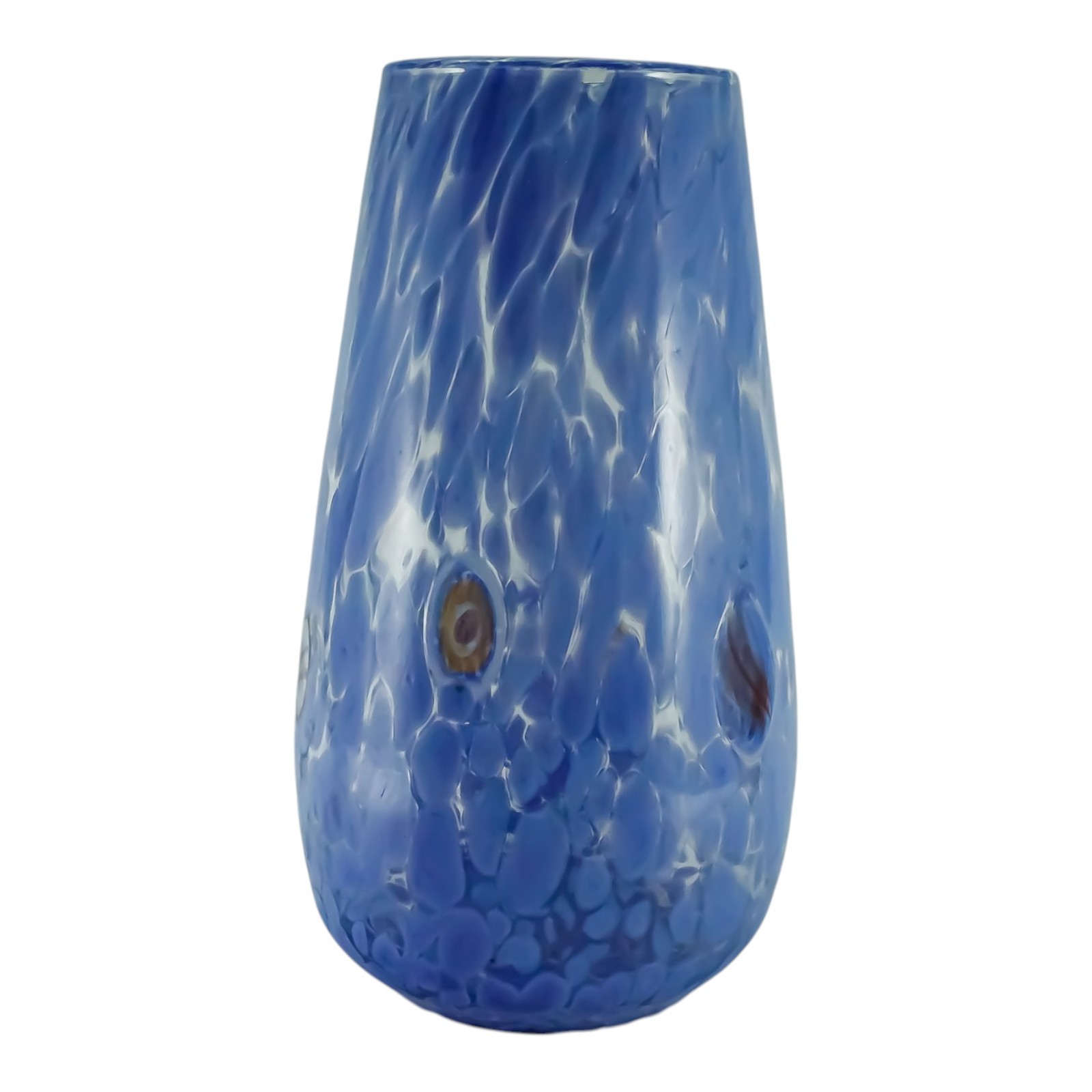 Large Murano Glass Vase Blue Multi Millefiori 22.5cm