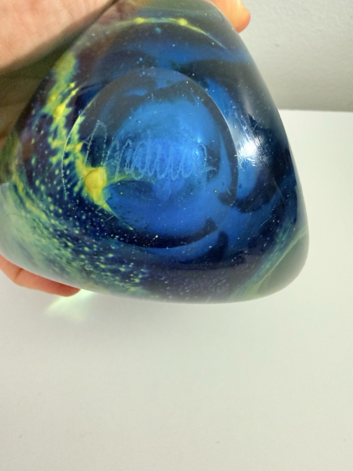 Mdina Michael Harris Sand & Sea 3 Sided Perfume Scent Bottle/Vase Blue/Gold EUC