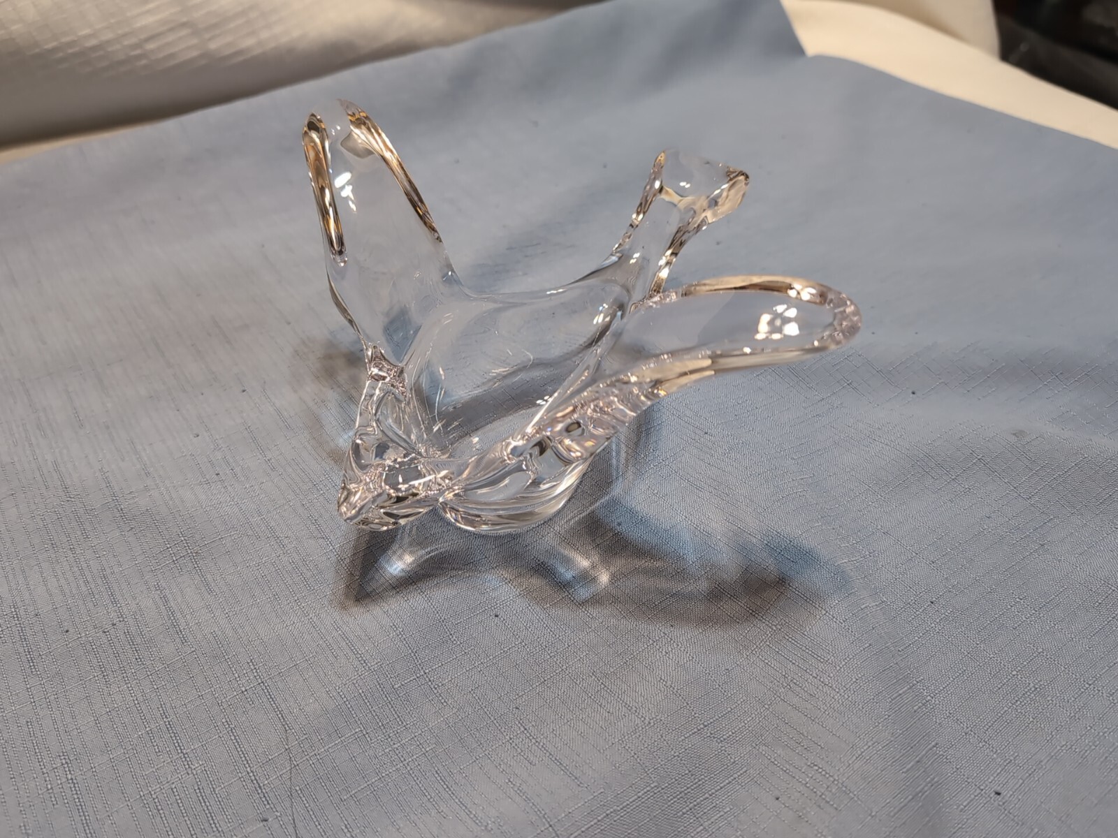 Vintage Princess House Lead Crystal Glass Turtle Dove Candy Trinket Dresser Dish