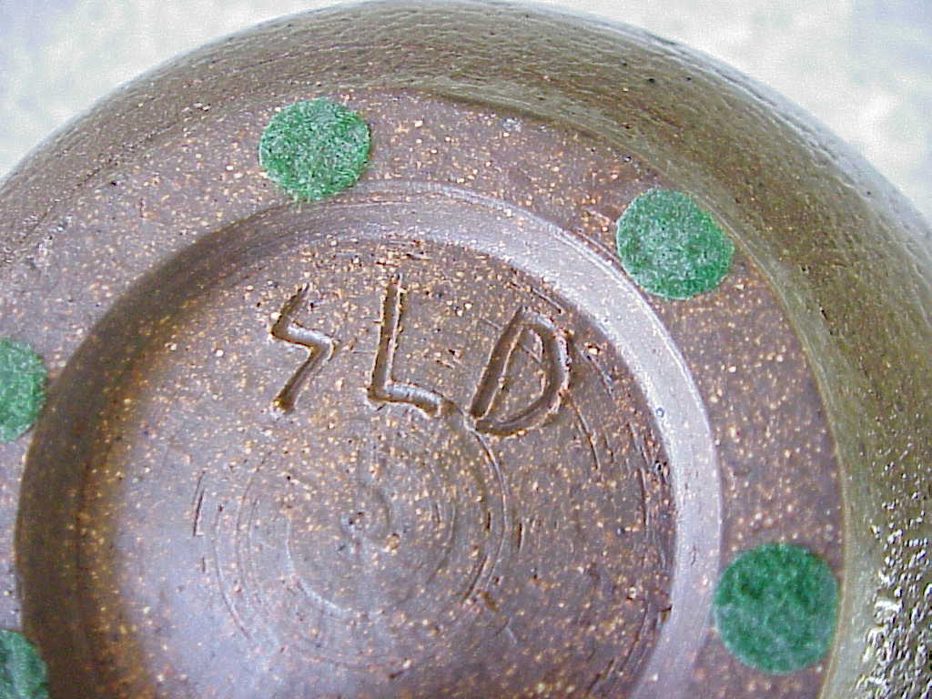 Vintage Pottery Vase Textured Finish Browns Blues 8″ Tall Signed SLD 5 lbs.