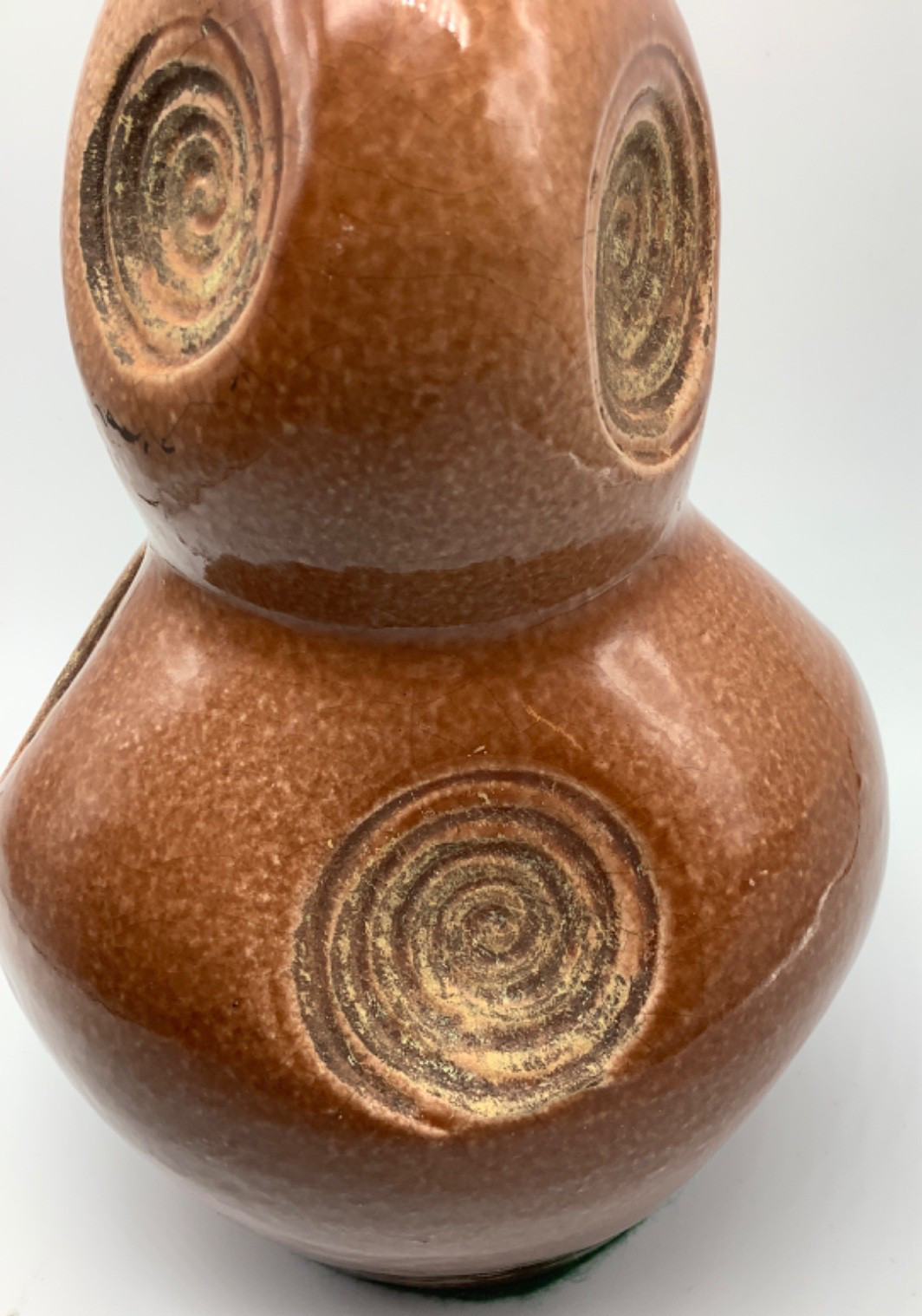 Vintage Art Pottery Vase Rust Brown Glaze, Abstract, Textured Swirl, 8”