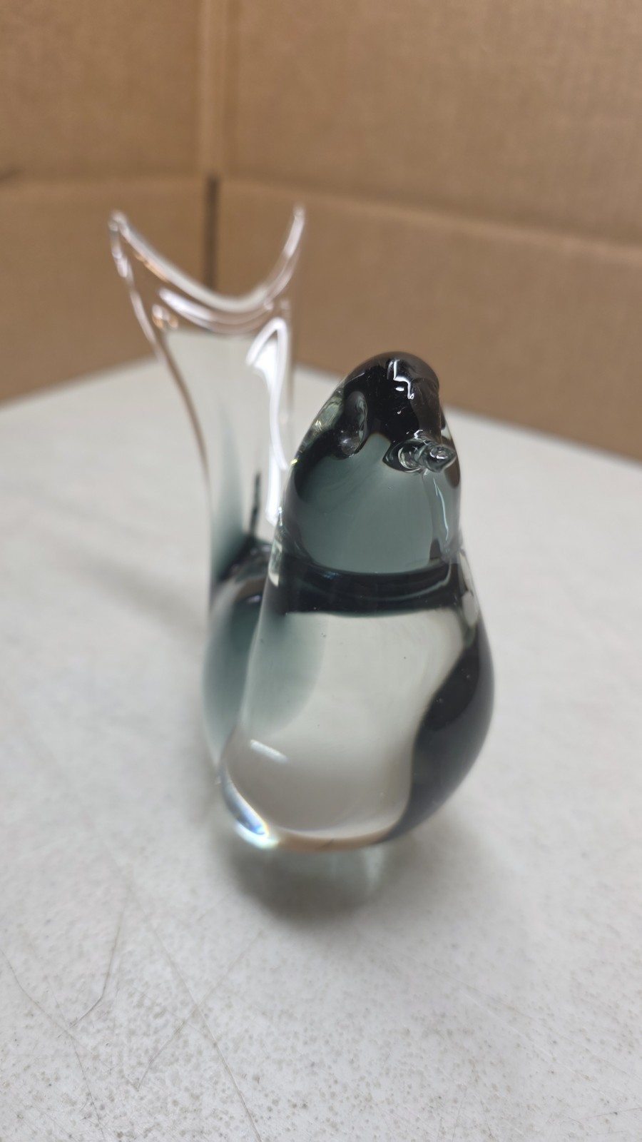Vintage Murano Glass Gray Clear Bird Figurine Paperweight Art Glass Italy