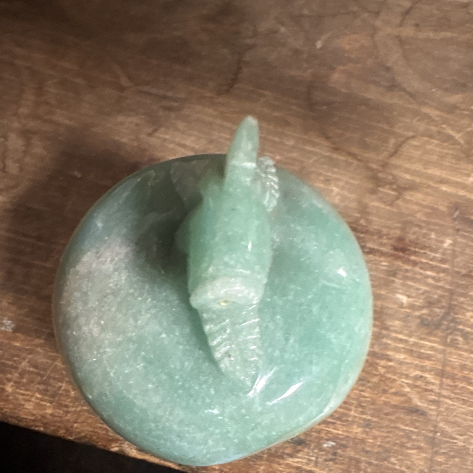 Green aventurine Apple Figurine Collectible Decor, Glossy Glazed Finish