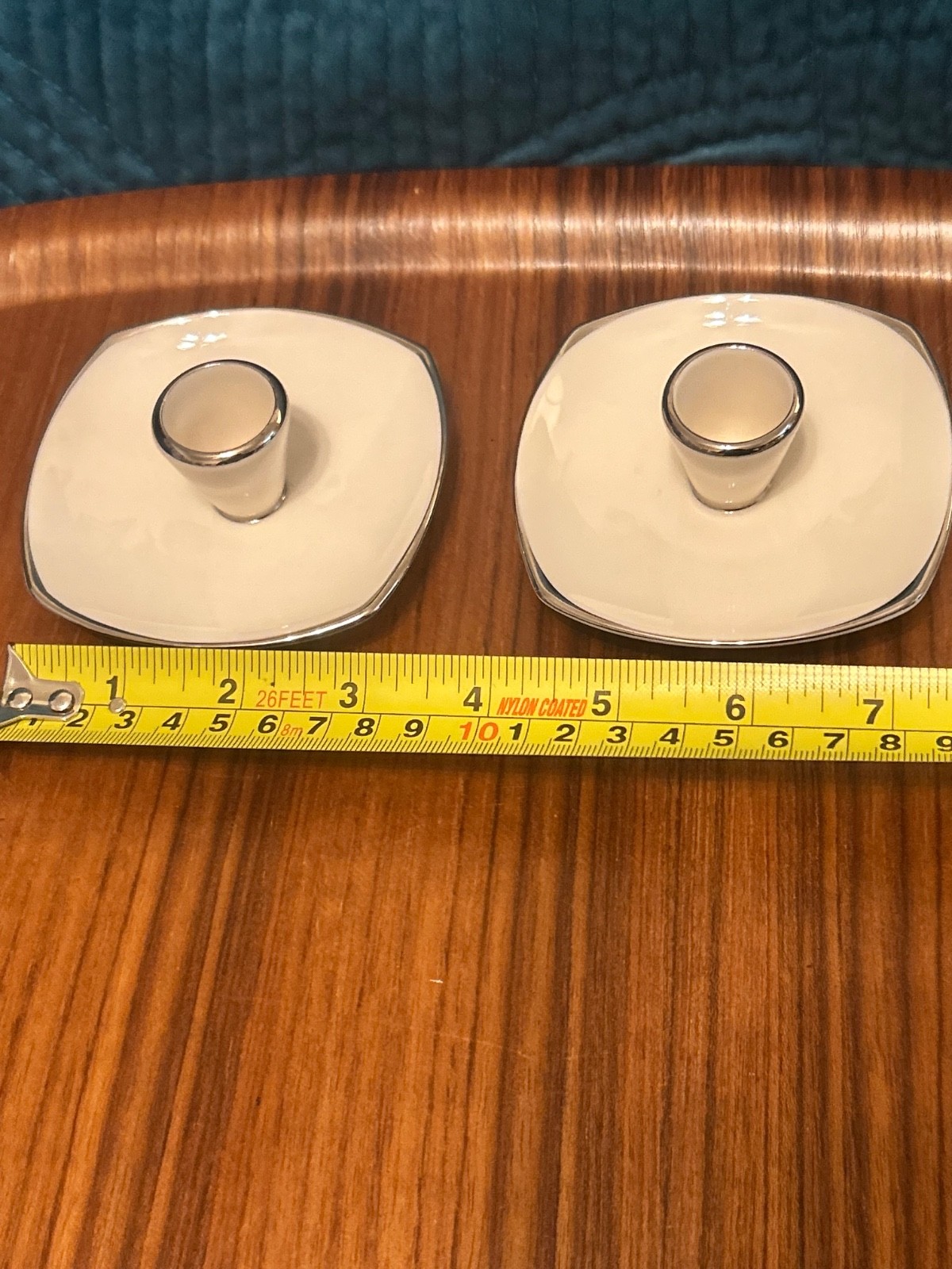 Pickard Fine China CANDLE HOLDERS W Platinum Trim -2) Made In USA