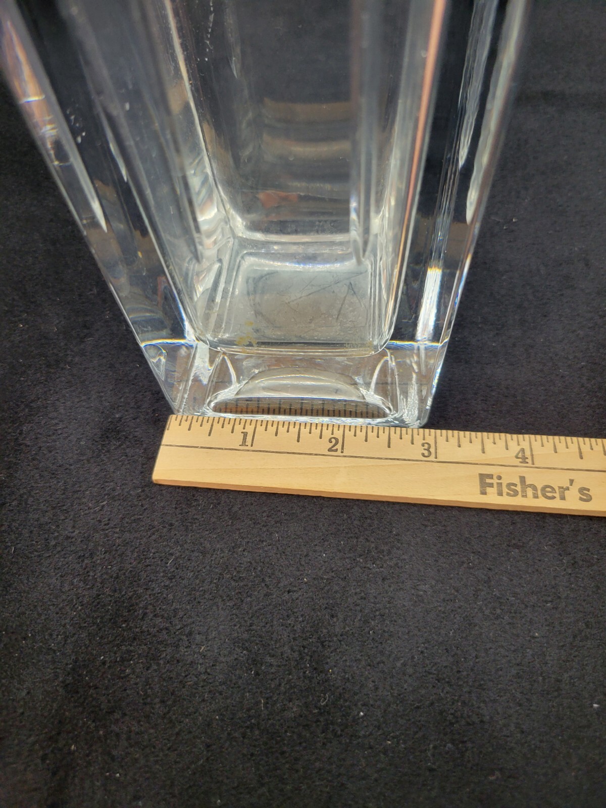 Bohemia Czech Republic Lead Crystal Diamond Pattern Vase, 10″ Tall, Foil Label