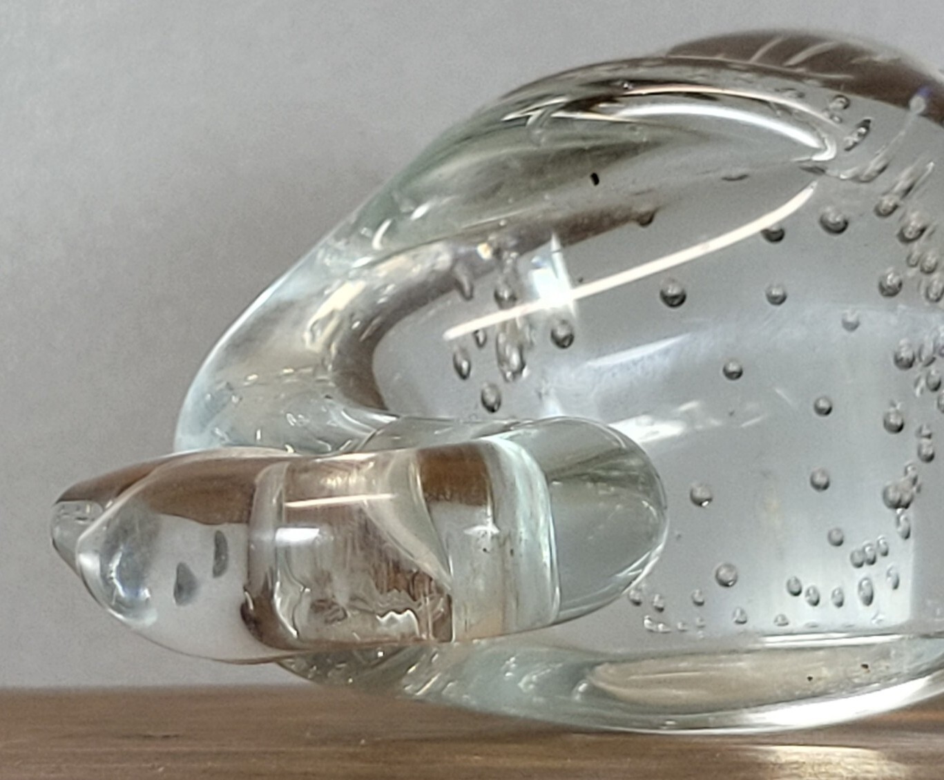 Art Glass Paperweight Swan Goose Duck Clear Controlled Bubbles 3¼” Tall Figure