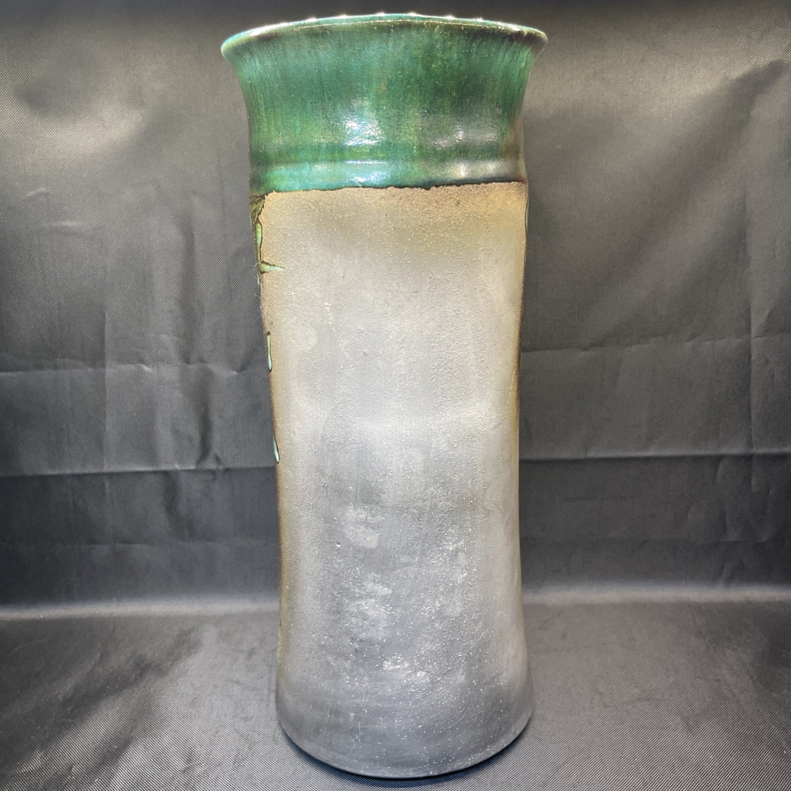 Signed Evans Vase Raku Studio Art Pottery Abstract 11.45″ Signed # 273