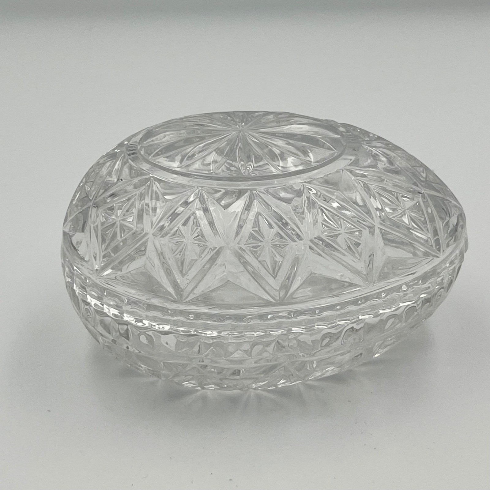 Crystal Egg Trinket Box Clear Cut Glass Decorative Container Stash Jewelry