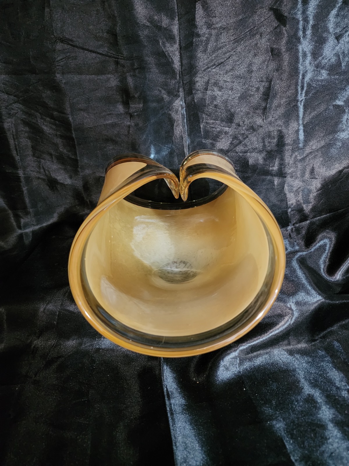 Vintage Italian Murano Style Art Glass Basket Bowl Iridescent Centerpiece