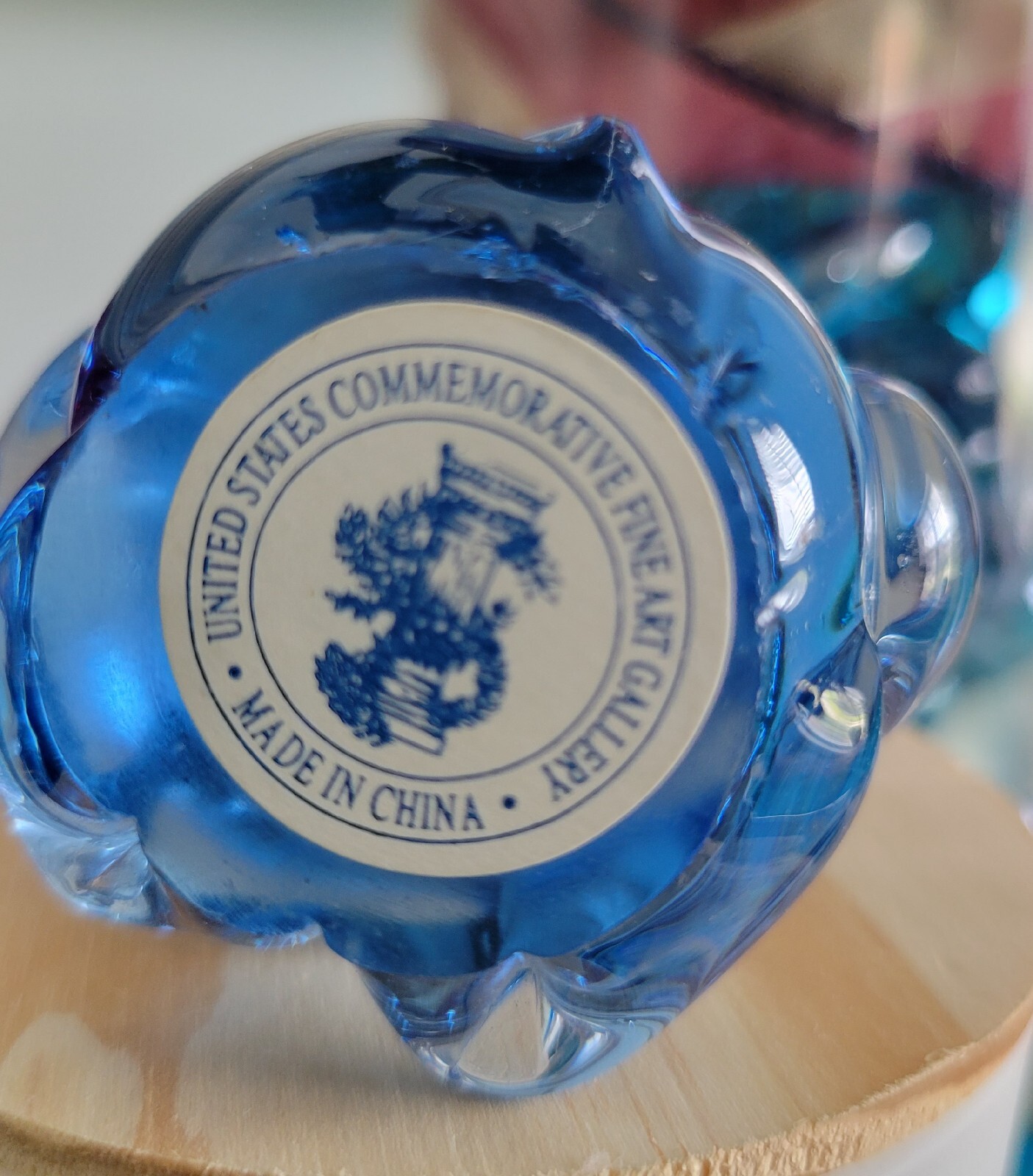 Blue Glass Koala Bear Figural Figurine US Commemorative Fine Art Gallery