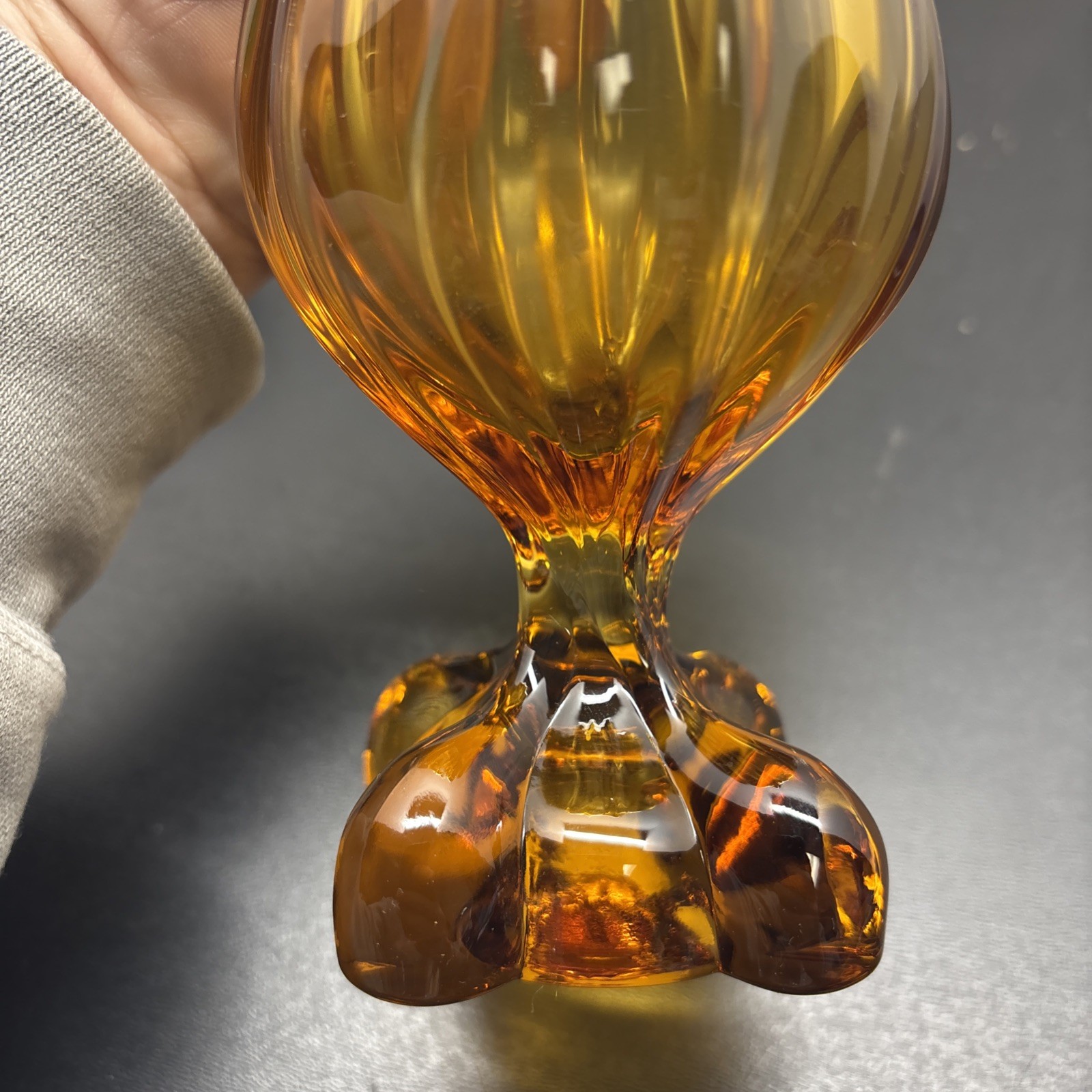 Vintage Viking Amber Swing Glass Vase 14.5”